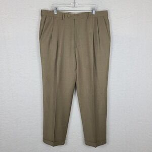 Santorelli Dress Pants Mens 38 x 32 Luxury Serge Tan Brown Trousers Slacks